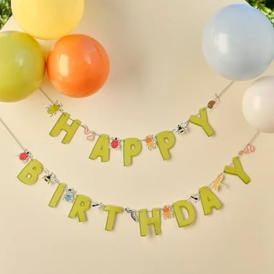 Immagine di Ginger Ray Striscione con scritta in inglese &quot;Happy Birthday&quot;, &quot;Creepy Crawly Bugs Happy decorazione per feste di compleanno bambini, 1,5