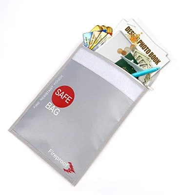 Immagine di Sacchetto di Documenti sicuro Ignifugo per Argento 38x28cm Casse Moneta Non Prurito Rivestito in Silicone Borsa impermeabile resistente al fuoco Stoccaggio