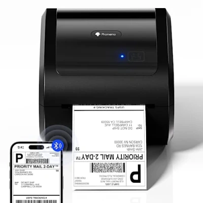 Immagine di Phomemo stampante per etichette Bluetooth, termica DHL 4X6 Mac/PC, Bluetooth codici a barre, Amazon, Etsy, Shopify, Royal Mail, DHL, FedEx, UPS