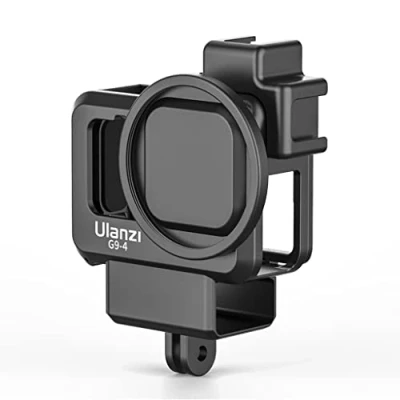 Immagine di ULANZI G9 4 Vlog Plastica per GoPro 9 Black &amp; Hero 10 Nero Custodia Gabbia video con adattatore filtro e supporto scarpa freddo