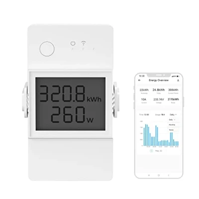 Immagine di SONOFF POWR316D Interruttore intelligente d&#039;élite con misuratore di consumo 16A WiFi misura elettrico su schermo digitale LCD e protezione da sovraccarico,con Alexa, Google Home, IFTTT