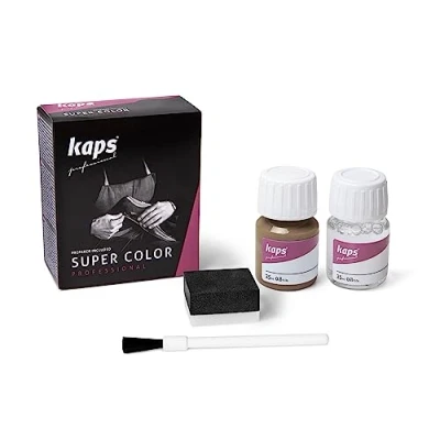 Immagine di Kaps Tinta Super Color + Preparatore (25 ml ognuno), Colorante Professionale per Pelle Naturale, Tela, Ecopelle, Nutre e Ripara le Scarpe in (177 Quercia)
