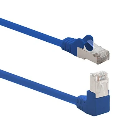 Immagine di 1aTTack.de 366177 Cavo di rete Cat.6 angolo 90 gradi 2m blu 1 pezzo patch Cat6 (SFTP PIMF) 1000Mbit/s connettore Rj 45 x metro