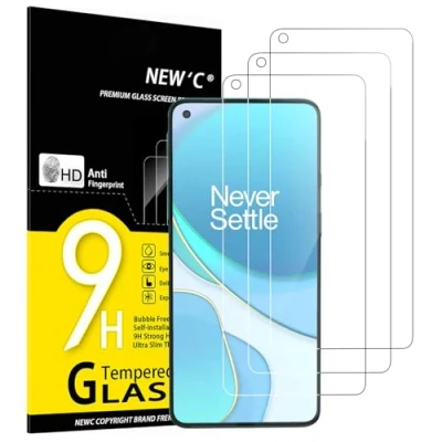 Immagine di NEW&#039;C 3 Pezzi, Vetro Temperato per OnePlus 8T, Pellicola Prottetiva Anti Graffio, Impronte, Senza Bolle, Durezza 9H, 0,33mm Ultra Trasparente, Resistente