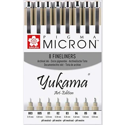Immagine di Yukama Sakura Art Edition, 8 Micron, penna fineliner n. 003 08, colore: Nero