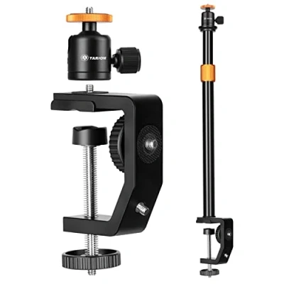 Immagine di TARION C Supporto a morsetto da scrivania per fotocamera con testa sfera e asta di prolunga regolabile 33 60 cm Vlogging Live Stream Photo Studio Light Photography Filming(TR CS)
