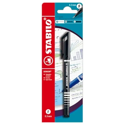 Immagine di Fineliner con punta ammortizzata STABILO SENSOR F Tratto Fine (0,3 mm) Pack da 1 Nero