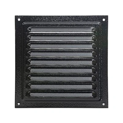 Immagine di griglia di ventilazione in metallo, 15 x cm, con rete insetti, dell&#039;aria scarico (15 colore nero)