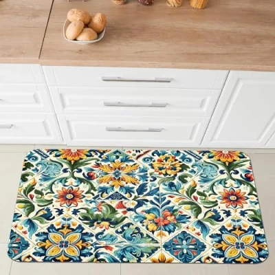 Immagine di Comart, Tappeto Austin, per Cucina e Corridoio, Passatoia in Poliestere Stampato, Impermeabile Antiscivolo, Decoro Fiori Primavera, 50 x 100 cm, Lavabile Lavatrice, Resistente, Made Italy