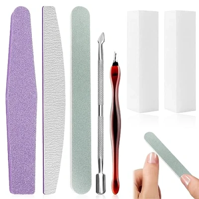 Immagine di TCASENER 7pcs Lime e Buffer per Unghier, Kit Lima Unghie Professional, Block Sponge Spingi Cuticole Professional unghie, Adatto Manicure Salone