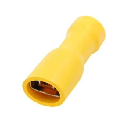 Immagine di Heschen Femmina Quick Disconnects vinile completamente isolato, FDFD5.5 250, 6,3 x 0,8 mm, per 4 6mm² (12 10 AWG), giallo, confezione da 100