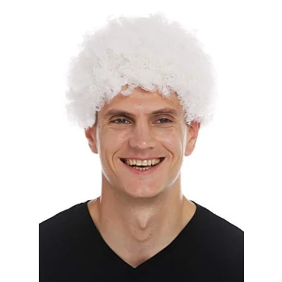 Immagine di WIG ME UP MMAM 9M K20Y Parrucca Carnevale Donna Uomo Corti Ricci Crespi Afro Testa crespa Bianco