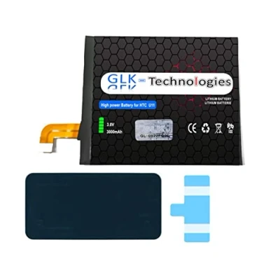 Immagine di batteria di ricambio ad alta potenza, compatibile con HTC U11, GLK Technologies Battery, da 3000 mAh, 2 set nastri adesivi