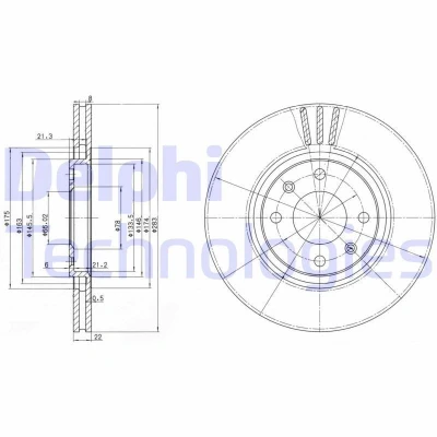 Immagine di DELPHI BG2690 Disco freno 283 22 4 ventilato Oleato non trattato senza cuscinetto ruota, anello sensore ABS CITROËN: Xsara Station Wagon