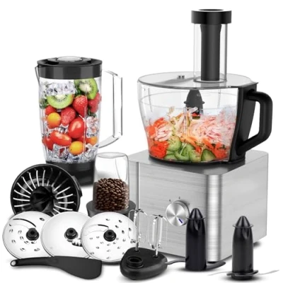 Immagine di SNDOAS Robot da Cucina Multifunzione, 1100 W Frullatore Tritatutto Ciotola 3,2 L, 1,5 Macinacaffè, Frusta, Argento