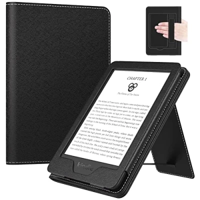 Immagine di MoKo Custodia Compatibile con 6&quot; Nuovo Kindle 11a Gen 2022/10a 2019/8a 2016, Magnete Riattivazione e Standby, Supporto Verticale Cinturino per Presa a Mano, Nero
