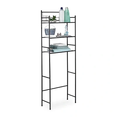 Immagine di Relaxdays Mobile per Lavatrice in Metallo, 3 Scaffali Bagno, Lavanderia, Sopra WC e Asciugatrice, HLP 165x58x25 cm, Nero, 1 pz