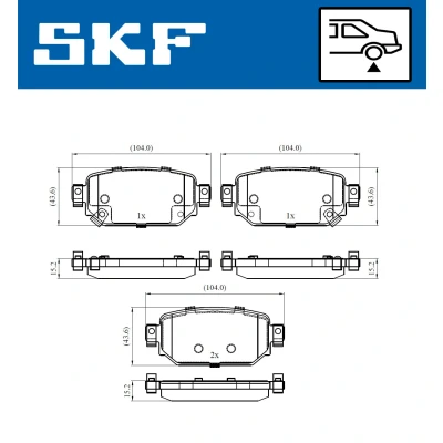 Immagine di SKF VKBP 90499 A Kit pastiglie freno con segnalatore acustico usura MAZDA: 3 Sedan