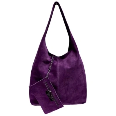 Immagine di Modarno borsa a tracolla da donna in pelle scamosciata pochette, tracolla, shopper, donna, vera (Viola)