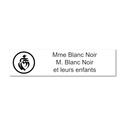 Immagine di Targhetta incisa per nome e numero cassetta delle lettere vendée autoadesiva, 10 x 2,5 cm, personalizzata da 1 a 3 righe, colore: bianco