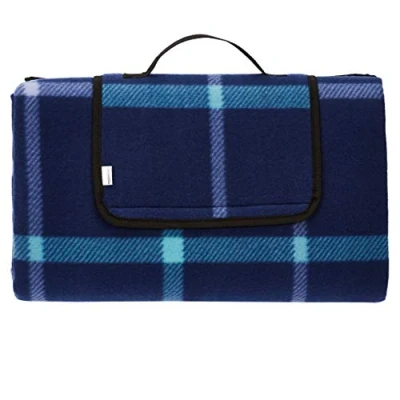 Immagine di Amazon Basics Coperta da picnic con retro impermeabile, Ufficio, 200 x cm, Plaid blu scuro
