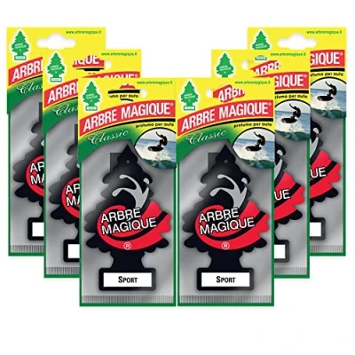 Immagine di Arbre Magique Mono, Profumatore Auto, Fragranza Sport, Profumazione Intensa e Strutturata, Durata fino a 7 Settimane, Made in Italy, Confezione da 6 Pezzi