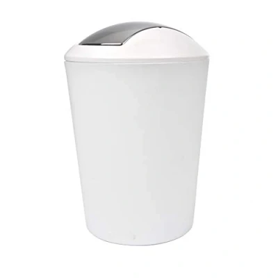 Immagine di Douceur d&#039;Intérieur Poubelle FLIC FLAC 5,6L Coloris Uni, Cromato, Bianco, 19.7 cm