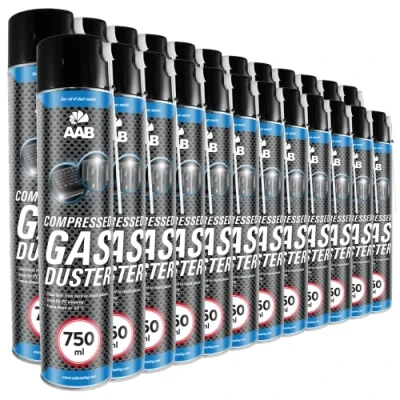 Immagine di 24 x AAB Bombolette Spray d’Aria Compressa 750ml per Pulire PC, Tastiera, Stampanti, Televisioni, Fotocamere e Altri, Kit Pulizia Computer Difficile da Raggiungere Aree, Rimozione di Polvere