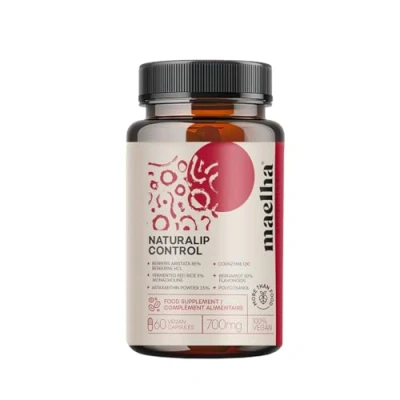 Immagine di Naturalip Control Integratore a base di riso rosso fermentato Aiuta mantenere i normali livelli colesterolo e trigliceridi Alta concentrazione 60 Capsule 100% Vegano