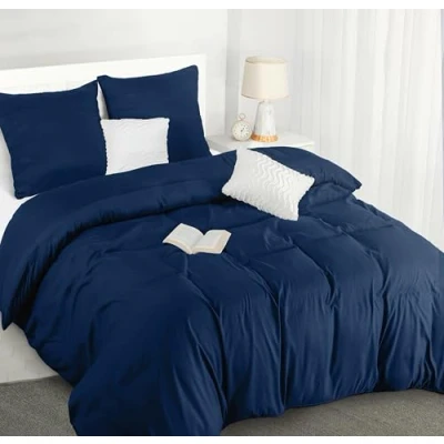 Immagine di Utopia Bedding Copripiumino 155x220 Microfibra 155x220cm + Federe 80x80cm Blu Navy