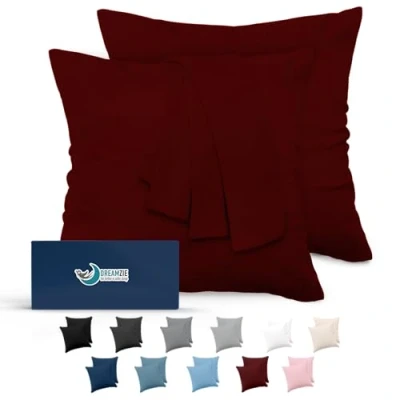 Immagine di Federe Cuscini 65x65 (Set 2) Dreamzie in Microfibra OEKO TEX Certificazione Federa Cuscino Dolce Borgogna