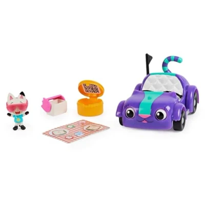 Immagine di Gabby&#039;s Dollhouse, La macchina di Carlita con personaggio Pandi Panda e accessori, giochi per bambini dai 3 anni in su
