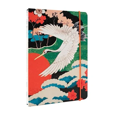 Immagine di Kokonote: quaderno Puntinato Japanese Cranes A5 con rilegatura a mano, copertina rigida e chiusura elastica, carta d&#039;avorio 90g/m², ideale come bullet journal o appunti