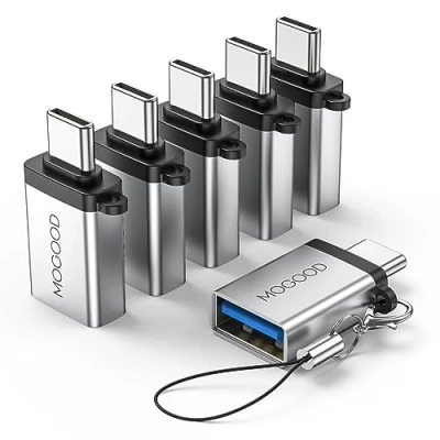 Immagine di MOGOOD Adattatore da USB C a Maschio 3.0 Femmina Compatibile con computer portatili,telefoni cellulari, gamepad e altri dispositivi Tipo (6 Pack, Argento)