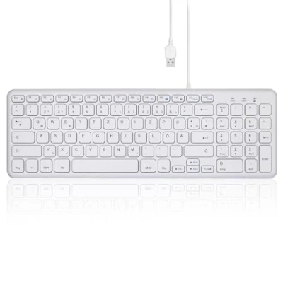 Immagine di Perixx PERIBOARD 213W DE Tastiera USB cablata compatta con tasti strutturati a forbici silenziose per computer, tastierino numerico, laptop e tablet, bianco, QWERTZ..