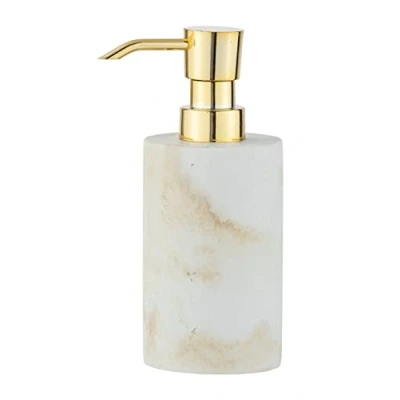 Immagine di Wenko Dispenser Sapone Odos, dosatore di riempibile, per Liquido, in Robusta poliresina dal Look Effetto Marmo, 7 x 18 10 cm, capienza 290 ml, Colore Bianco/Oro