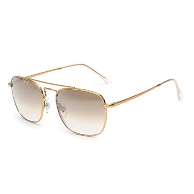 Immagine di JIM HALO Retro Piazza Occhiali da Sole Lente di Vetro Premium Occhialo Metallici Piatti Uomini Donne (Gradiente Oro/Marrone)