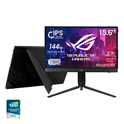 Immagine di ASUS ROG Strix XG16AHP Portable Gaming Monitor 15.6&quot; FHD 144Hz IPS NVIDIA G SYNC compatibile, fold out kickstand, USB Type C, microHDMI, embedded ESS amplifier,ROG Tripod e sleeve