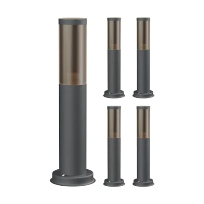 Immagine di ledscom.de 5 pz. luce per sentiero/bitta luminosa/luce da giardino PORU esterni, aspetto fumé, IP44, 38,5 cm, antracite, 1x E27 max. 40W