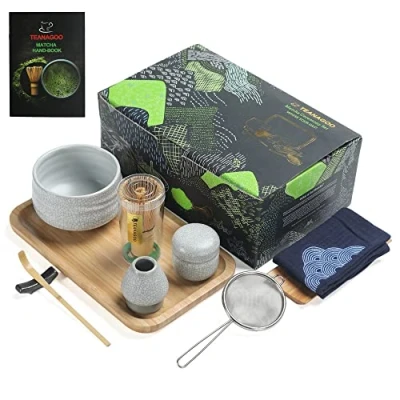 Immagine di TEANAGOO Servizio da tè Matcha, giapponese, O5, Ciotola frusta in bambù Paletta, Setaccio, Porta Set Matcha