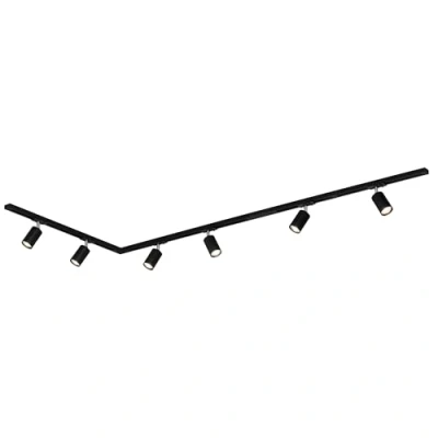 Immagine di Briloner Sistema di guide RAIL 230 V nero 6 faretti 2,25 m connettore angolare