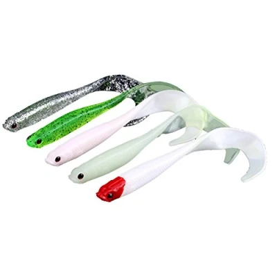 Immagine di 5 pezzi Esche da Pesca a Coda 13cm Artificiali Morbide Verme in PVC Accessori Pesca(Misto)