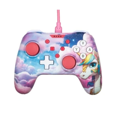 Immagine di Konix Controller con Cavo Nintendo Switch, Switch OLED e PC Funzione vibrazione Impugnatura antiscivolo 3 m Design Be Dreamy, unicorno