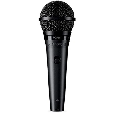 Immagine di Shure PGA58 microfono dinamico vocale portatile con interruttore on/off, connettore XLR a 3 pin, cavo QTR da 15 &#039;