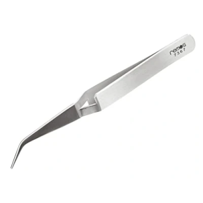 Immagine di REMOS Pinzetta a pinza o croce con punta curva in acciaio inox 11.5 cm