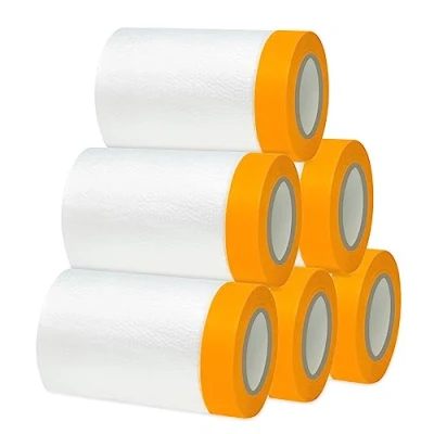Immagine di Gigmeta 6 rotoli di pellicola copertura per pittore, nastro adesivo dorato con 55 cm x 20 m, trasparente in tessuto