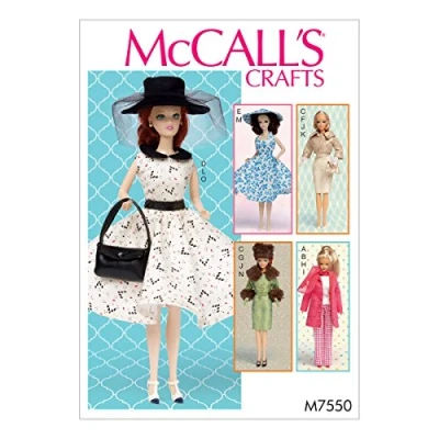 Immagine di McCall&#039; s Patterns Modello 7550 OS, Abiti e Accessori per 11 1/2&quot; Doll, Multi/Colore