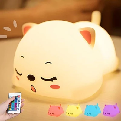 Immagine di Anmete Luce Notturna bambini USB Ricaricabile LED Cameretta in Silicone con Telecomando Lampada Comodino 7 Cambia Colore Regalo Natale Stanza Portatile Baby Night Light