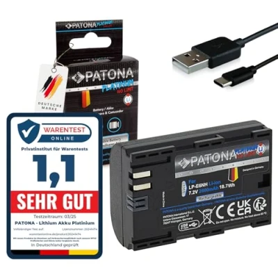 Immagine di PATONA Platinum Batteria Ricambio per Canon lp e6p e6nh e6n e6 lpe6nh Batterie 2600mAh USB C Compatibile con EOS R5 Mark II R6 R7 60D 80D 90D 5D III IV 6D 7D XC10 XC15