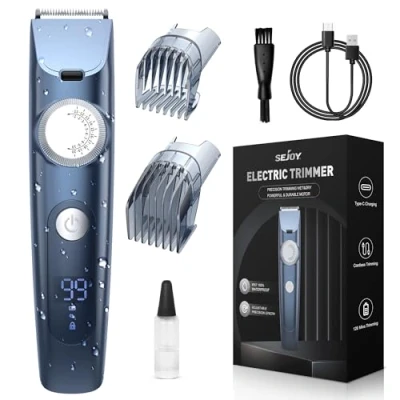 Immagine di Tagliacapelli Uomo, Rasoio Elettrico per Capelli Macchinetta USB Ricaricabile Impermeabile Display a LED, Adatto Bambini, Uomini, Donne e Barbieri, Blu